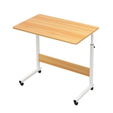 Imagem de Mesa de cima para cama com altura ajustável, carrinho de mesa móvel para sentar para ficar em pé, portátil, pneumático, laptop, mesa com rodas, escritório, casa, computador (amarelo)