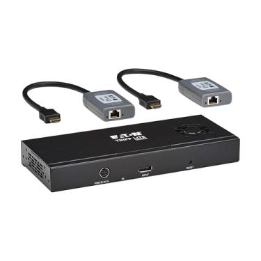 Imagem de Tripp Lite Divisor DisplayPort para HDMI de 2 portas da série + extensor sobre Ethernet Cat6, vídeo de até 8K a 60Hz, saída 1 entrada 2, DP 1.4, hub MST, compatível com TAA, plug and play, garantia de