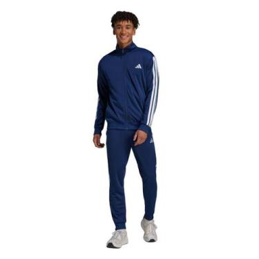 Imagem de Agasalho Adidas Essentials 3-Stripes Masculino JI8859 AZUL/BRANCO, Azu