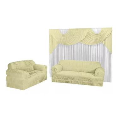 Imagem de Kit Conforto Cortina 3,00x2,80 + Capa de Sofá 2 e 3 lugares - M.A Enxo