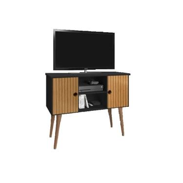 Imagem de Rack Bancada Retro TV Até 40 Polegadas Com Portas Nichos E Pés Em Madeira Viena