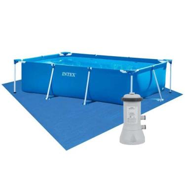 Imagem de Piscina Estrutural Retangular 2.282 Litros com Filtro e Forro Intex, 2