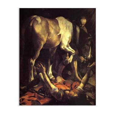 Imagem de A Conversão de São Paulo por Caravagio Impressão em tela arte de parede famosa reprodução de pintura barroca impressão de pintura perfeita para decoração de casa ou escritório 90 x 70 cm (91.4x71.1