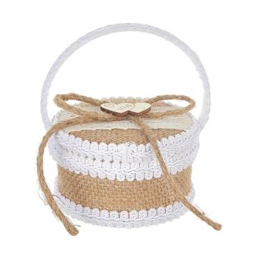 Imagem de Vaveren Caixa para porta-alianças de casamento, lembrancinhas de casamento, acessórios redondos para noivas, suporte para alianças para eventos, festas,