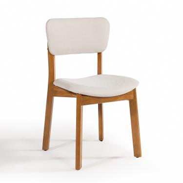 Imagem de Cadeira de Jantar Frame em Madeira Estofada Camurça Bege Claro N12 RMI