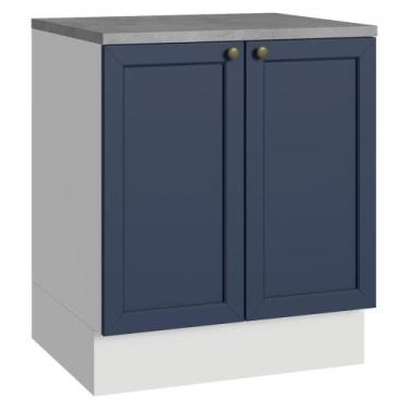 Imagem de Balcão De Cozinha 70 Cm 2 Portas Branco/azul Vik Madesa