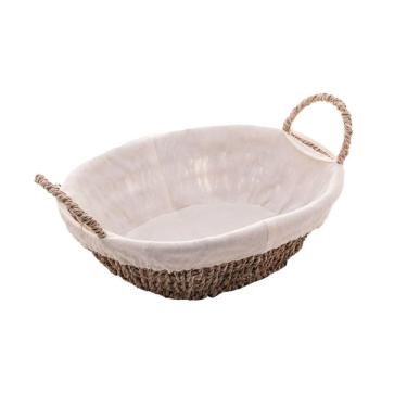 Imagem de Cesto Organizador Oval Em Sisal Com Forro Em Tecido 31,5x12,5cm Wolff