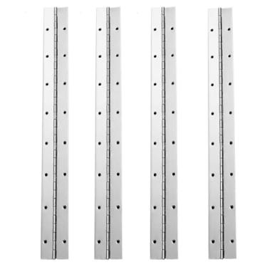 Imagem de 4 dobradiças contínuas e de piano, 40,6 cm de largura aberta, prata resistente, aço inoxidável, dobradiças dobráveis de 0,04 cm para caixas de armazenamento, armários, porta, piano, móveis de madeira