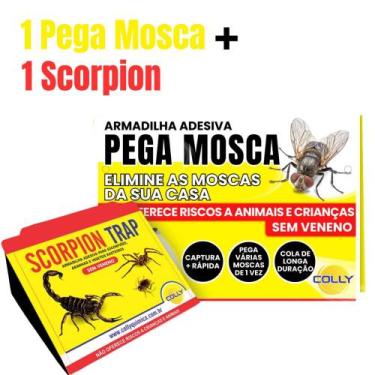 Imagem de Kit Colly Armadilha Adesiva Scorpion Trap Pega Moscas  Controle de Ins