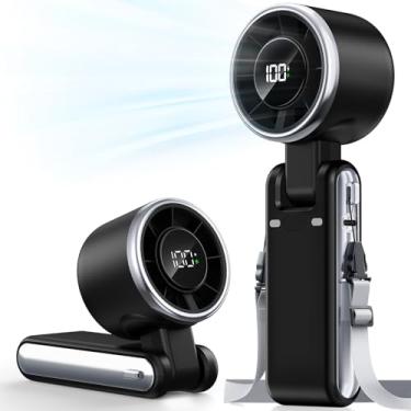 Imagem de Bearwind Ventilador turbo portátil portátil - 5 engrenagens de alta velocidade 4000 mAh mini ventilador de mão pessoal soprar ar frio, essenciais de viagem operado por bateria, férias na praia