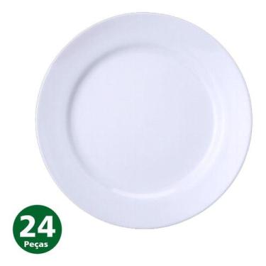 Imagem de Jogo 24 Pratos Rasos Jantar Cilíndrica Porcelana Schmidt - Porcelanas 