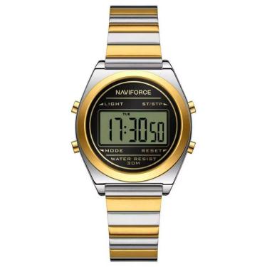 Imagem de Relógio Digital Feminino Com Pulseira De Aço Inoxidável De Quartzo Elegante Prata Dourado