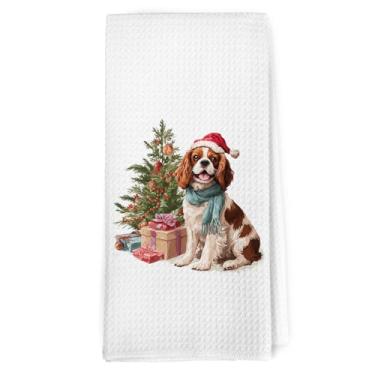 Imagem de Dibor Presentes de Natal King Charles Cavalier Toalhas de cozinha, presentes King Charles Cavalier para mulheres, toalhas de prato para amantes de cães, toalha de chá de mão para decoração de cachorro