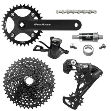 Imagem de Kit Transmissão Sunrace Bike Dkm 1x9v Cassete 11/50 Preto