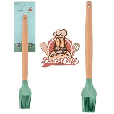 Imagem de Pincel Culinario Silicone Verde Cabo Madeira Bon Chef 27X3,5