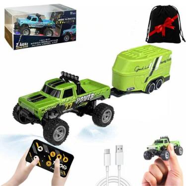 Imagem de Mini RC Monster Truck em escala 1/64 com controle remoto de luzes - Ma