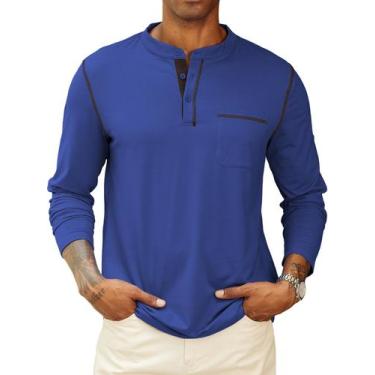 Imagem de Camisa Henley Hardaddy Color Contrast de manga comprida para homens