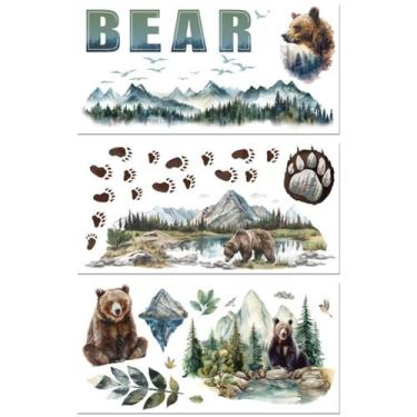 Imagem de Decalques Rub on Transfer Peacoblue Forest Bear 6 x 12 cm, 3 unidades