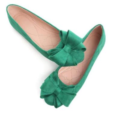 Imagem de Sapatos rasos femininos TN TANGNEST, bico redondo, Bowknot Grass, verd