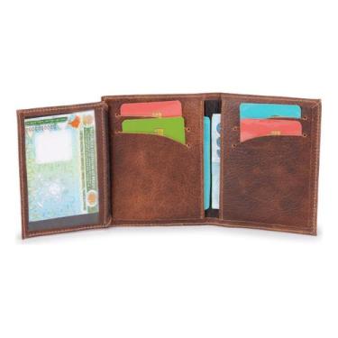 Imagem de Carteira Couro Legítimo Slim Com Divisoria Para Cnh basica Rústica - e