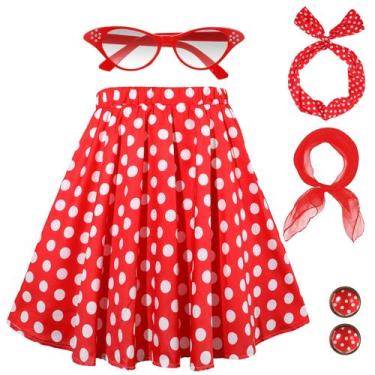 Imagem de Fantasia Hicarer 50s Poodle Skirt Sock Hop para mulheres (vermelha, GG