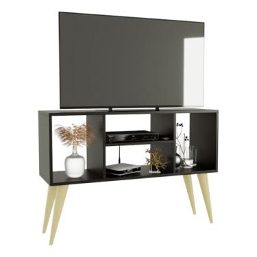 Imagem de Rack TV | Móvel para TV até 40 Polegadas | Estilo Noruega Retro Moderno (Preto)