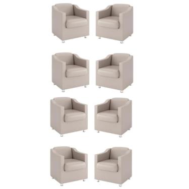 Imagem de Kit 8 Poltronas Decorativas Tilla Consultorio Recepção Sala Cor:bege
