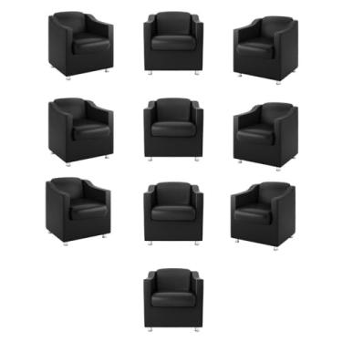 Imagem de Kit 10 Poltronas Decorativas Salão Recepção Sala Cor:preto