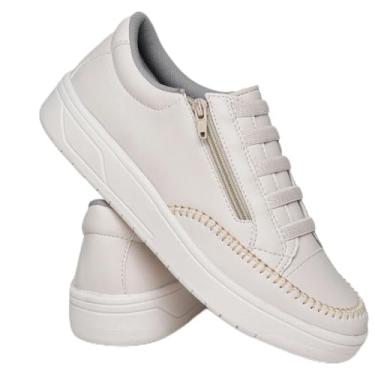Imagem de Tênis Feminino Casual com Costura Manual, Estilo Confortável (Bege, BR, Adulto, Numérico, 33)