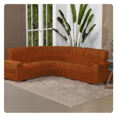 Imagem de Capa para Sofá de Canto 6 Lugares Elasticada Lisa Malha - LENHARO ENXO