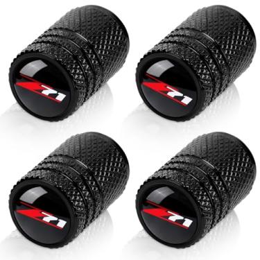 Imagem de camfeast 4 peças de tampas de haste de válvula de pneu, compatíveis com Chevy Z71 Series Stem Cap Universal Car Air Cover Acessórios de carro para carros, SUV, caminhões, motocicletas, preto