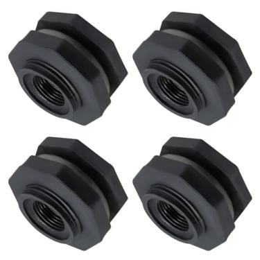 Imagem de Litoexpe 4 peças de encaixe de anteparo de PVC de 1/2 polegada (DN15), conector de tanque de água de anteparo de rosca dupla para barris de chuva, tanques de água