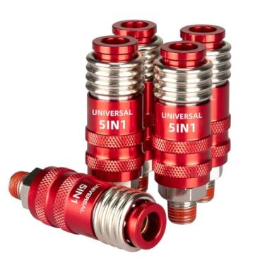 Imagem de Acoplador de conexão industrial rápida universal 5 em 1 Conexões de mangueira de ar NPT de 1/10.2 cm NPT 5 em 1 conexão rápida acessórios para compressor de ar (5 peças)