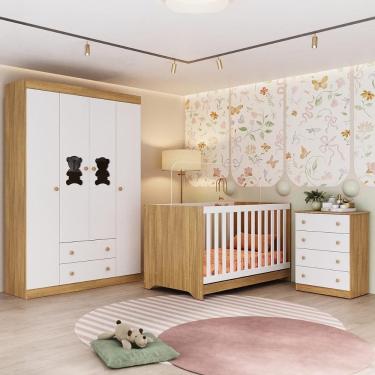 Imagem de Quarto de Bebê Completo com Berço Americano 3 em 1 Teddy Multimóveis MP4648