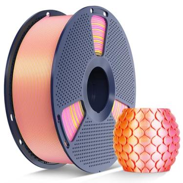 Imagem de SUNLU Filamento PLA de seda de duas cores, filamento de impressora 3D PLA de seda de 1,75 mm, filamento de impressora 3D de seda brilhante, precisão dimensional +/-0,02 mm, carretel de 1 kg (1 kg