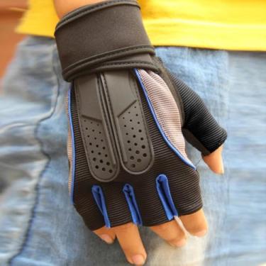 Imagem de 1 par de luvas grandes de fitness, luvas esportivas de meio dedo, adequadas para levantamento de peso, rolamento de ferro, treinamento de equipamentos de ginástica, adequadas para homens e mulheres