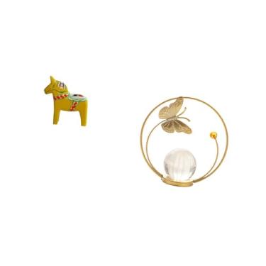 Imagem de Fenteer Bola de Cristal de Cavalo Sueco Dalecarliano, Estatueta de Metal com Escultura Animal, Ornamento para Estante, Armário de Entrada, Corredor, Lareira,