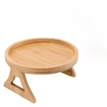Imagem de Suporte para Sofá em Bambu: O Apoio Multiuso para Controle Remoto, Copos e Pratos no Braço do Sofá.