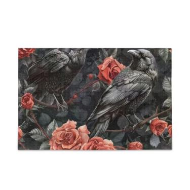 Imagem de WELLDAY Quebra-cabeça pássaros corvos em rosas 1000 peças grande jogo de arte para adultos adolescentes