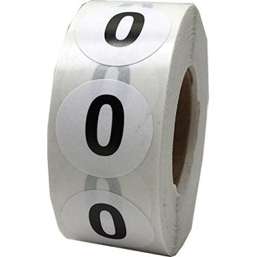 Imagem de Adesivos brancos com pontos circulares pretos número 0, redondos de 1,9 cm, 500 etiquetas em um rolo