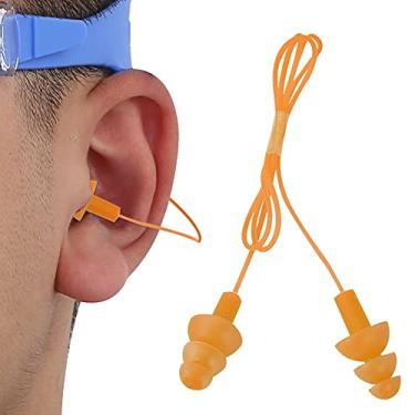 Imagem de Generic Tampões Auriculares Com Fio de Silicone Macio à Prova D'água para Prevenção de Ruído Protetor Auricular de Natação para Proteção Higiênica para Pessoas Alérgicas/Preto/Laranja 1 par (#3)