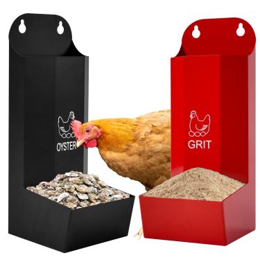 Imagem de Pacote com 2 alimentadores de casca de ostra e dispositivo de grão, alimentador de galinha de canto, acessórios para galinheiros, adequado para galinhas e pintinhos