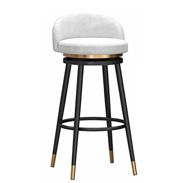 Imagem de Conjunto de bancos de bar com altura giratória de 360°, banqueta de veludo estofada com encosto moderno, cadeiras de jantar para pub, ilha, casa, cozinha