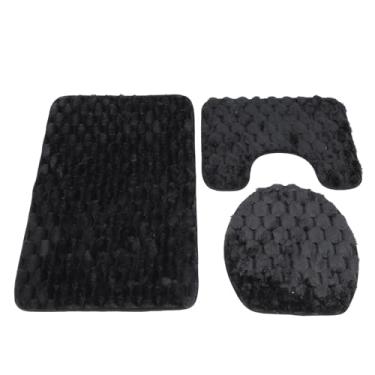 Imagem de aqxreight Conjunto de Tapete Macio para Treinamento de Banheiro Com Capa de Banheiro Absorvente de água Antiderrapante Tridimensional Tufado Quente Conjunto de Tapete de para Criança Adulto Preto