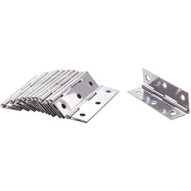 Imagem de Dobradiças, ferragens, dobradiça de bumbum de 6,5 cm prata aço inoxidável porta armário caixa de madeira dobradiças acessórios acabamento escovado 12 peças protetores