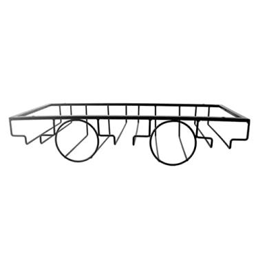 Imagem de Rack de taça de vinho de cabeça para baixo para casa enfeites de armário de vinho rack de cálice de ferro forjado pendurado cinco compartimentos (cor: preto, tamanho: 502310cm)