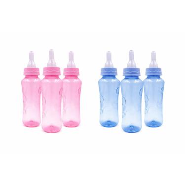 Imagem de KIT 3 MAMADEIRAS PETITA 240 ML RELEVO COLOR BICO REDONDO CRISTAL