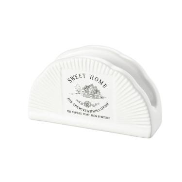 Imagem de Porta Guardanapos de Cerâmica Sweet Home Lines Branco 13x7,5cm Lyor