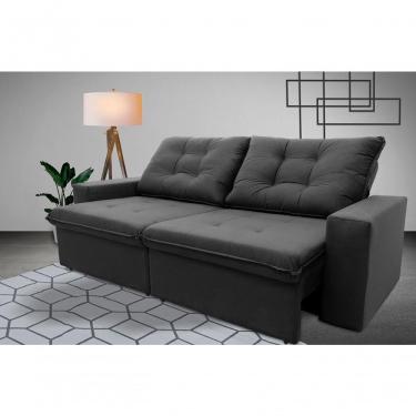 Imagem de Sofá Retrátil Reclinável Malta 2,00m Suede Velut Cinza Molas No Assento - King House