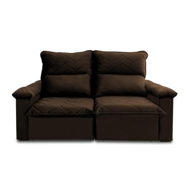 Imagem de Sofá Retrátil Reclinável Paris 2,00m Suede Velut Marrom Molas No Assento - King House
